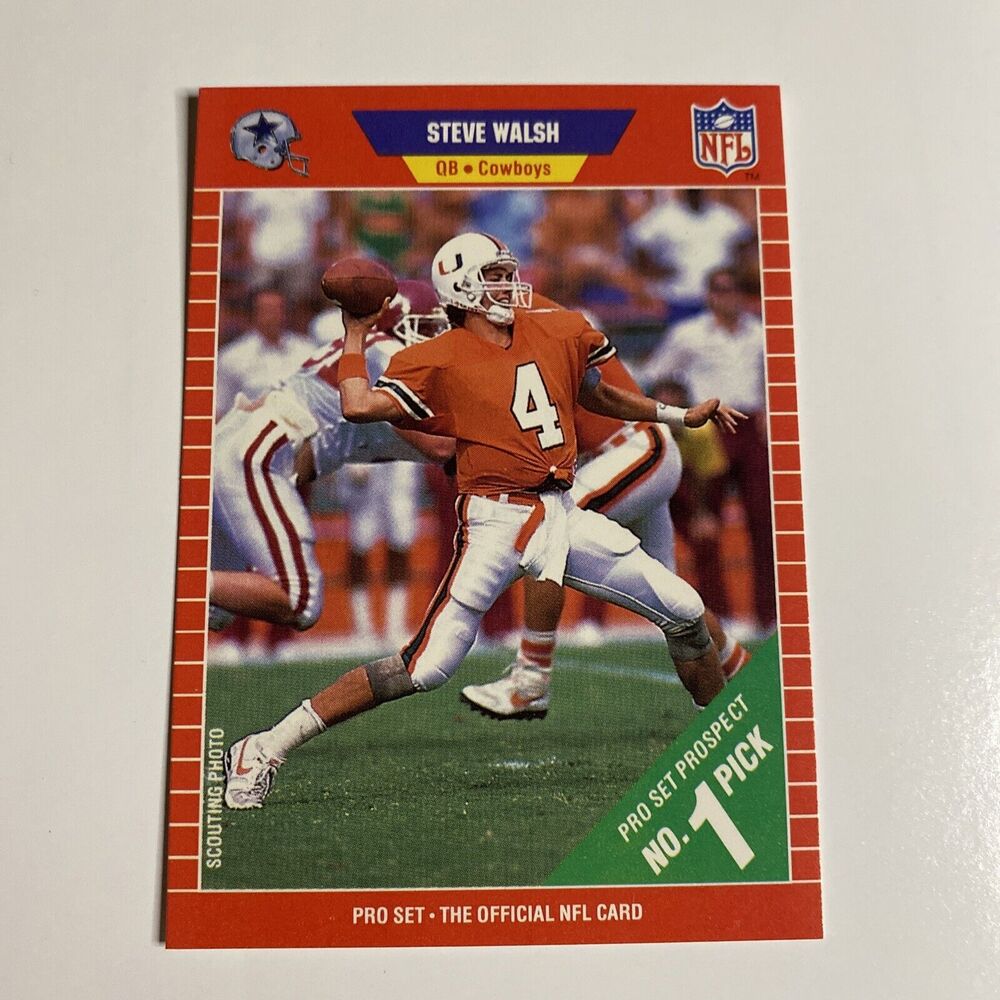 1989 Pro Set Football Card Steve Walsh #491 Vintage
